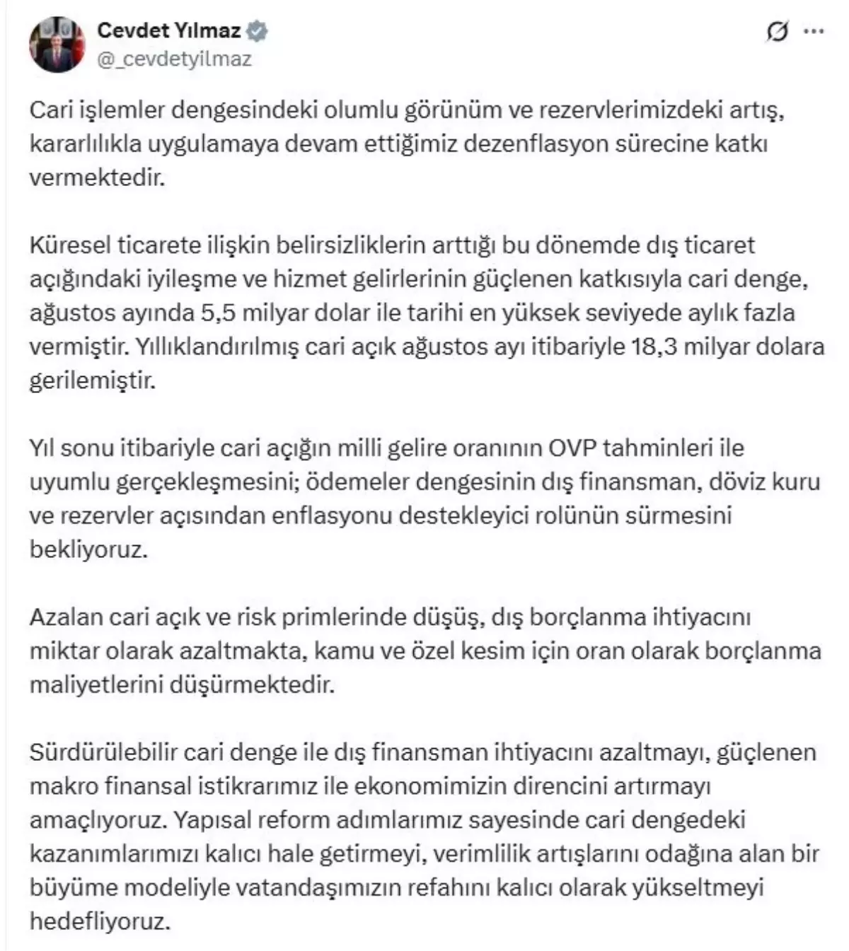 cevdet yilmaz cari islemler dengesindeki olumlu gelismeler surecek 8jOa5MVQ.jpg