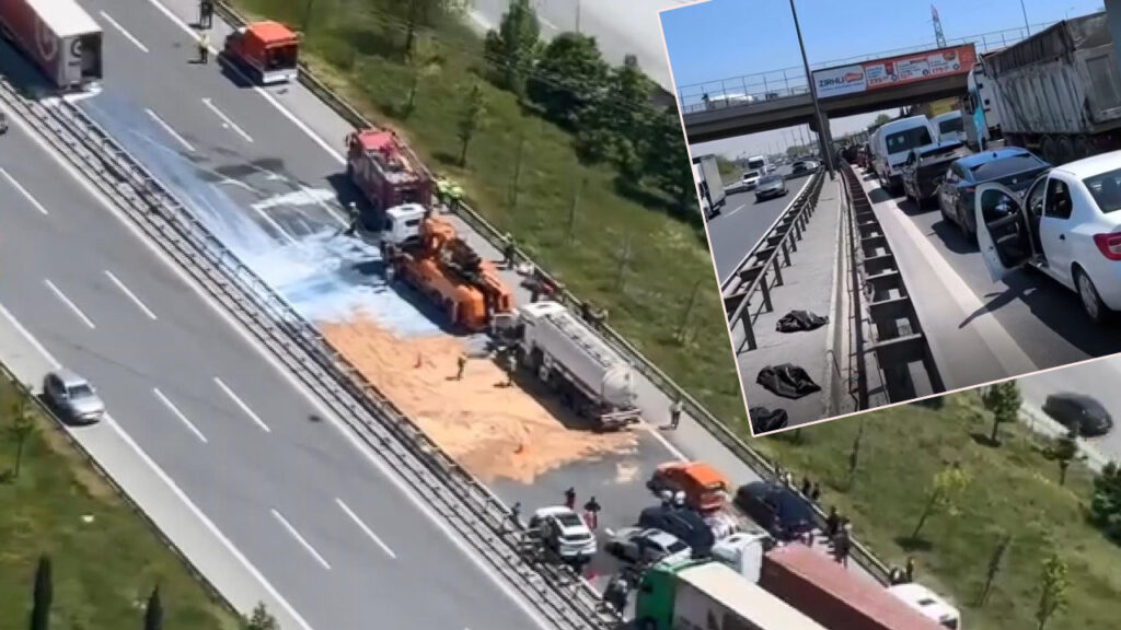İstanbul TEM Otoyolu’nda Kaza: Tanker ile TIR Çarpıştı, Trafik Durdurma Noktasına Geldi